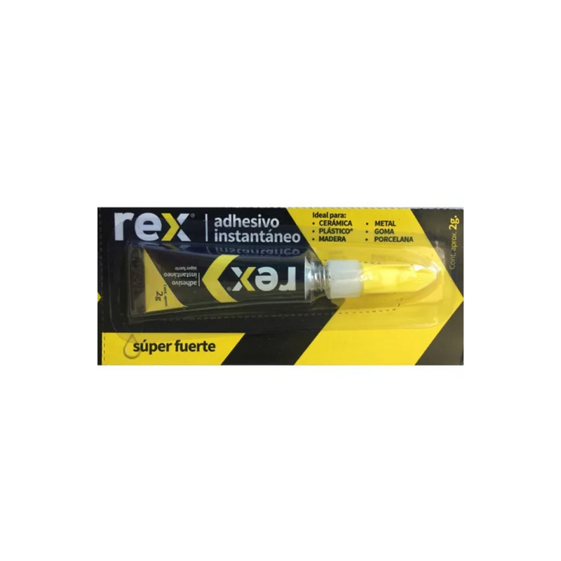 ADHESIVO INSTANTÁNEO REX, 2 GR TIRA X 12 PCS