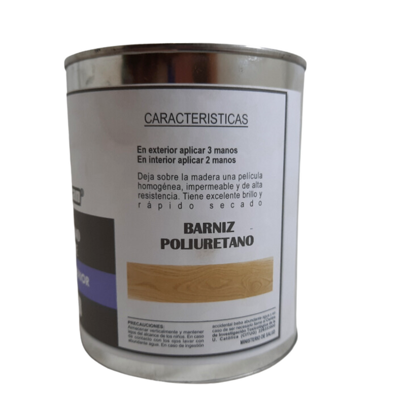 Vitrificante Barniz Poliuretano Brillante Natural 1/4 Gal