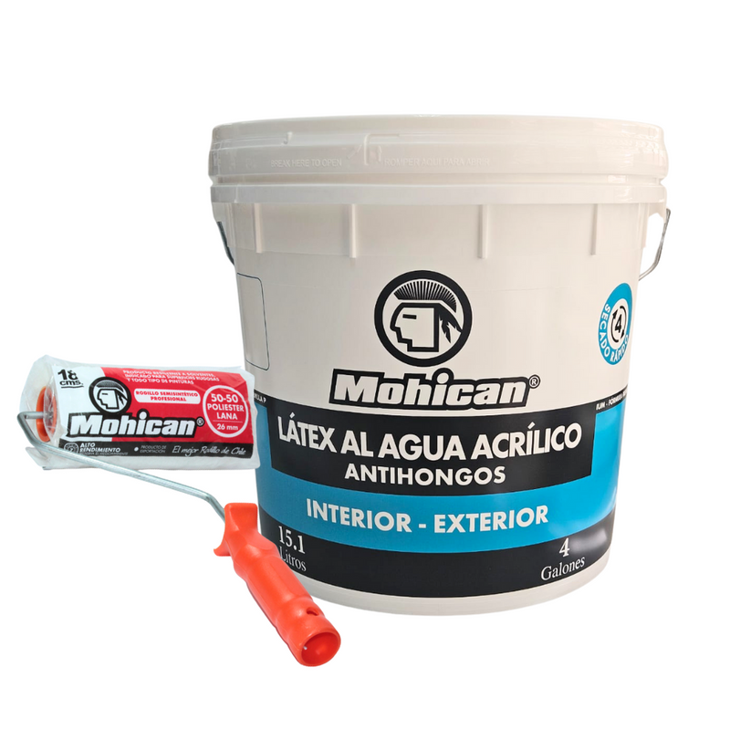 Latex Blanco Tineta 4 Gal Mohican + Rodillo de regalo