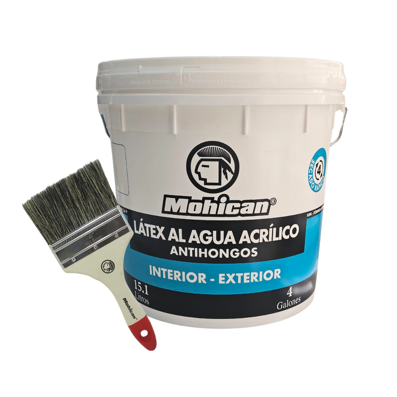 PROMO LÁTEX BLANCO TINETA 4 GAL MOHICAN + BROCHA 4 PULGADAS