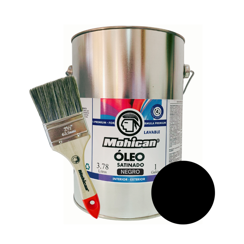 PROMO OLEO SATINADO NEGRO GALÓN + BROCHA MOHICAN 2 1/2''