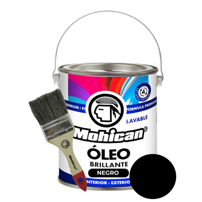 PROMO OLEO SATINADO NEGRO GALÓN + BROCHA MOHICAN 2 1/2''