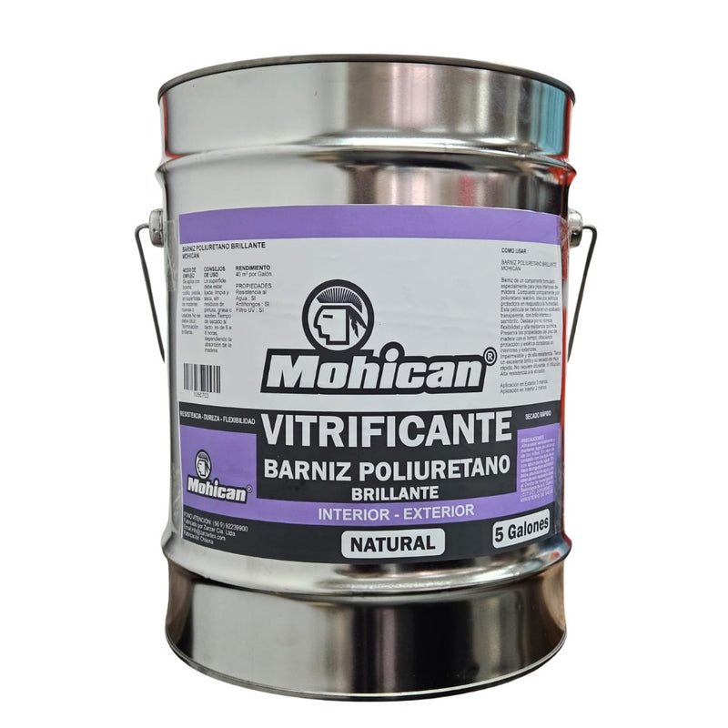 VITRIFICANTE BARNIZ POLIURETANO BRILLANTE NATURAL TINE 5 GAL