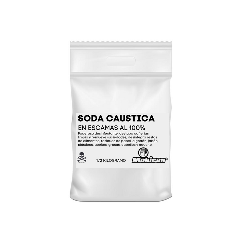 SODA CAUSTICA EN ESCAMAS AL 100 %  BOLSA 1/2 KILO