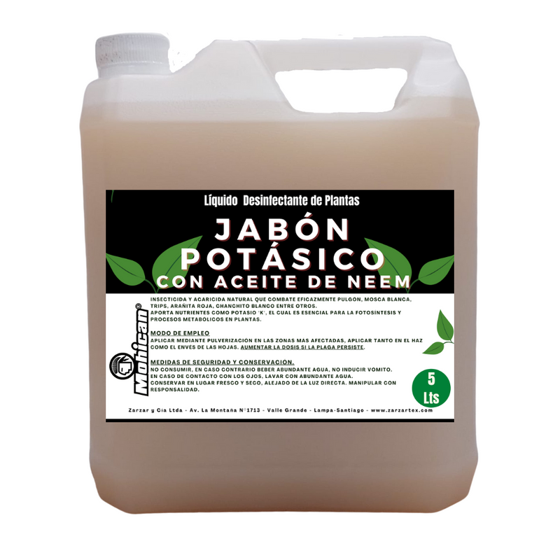 JABON POTÁSICO LIQUIDO CON ACEITE DE NEEM BIDÓN 5 LTS