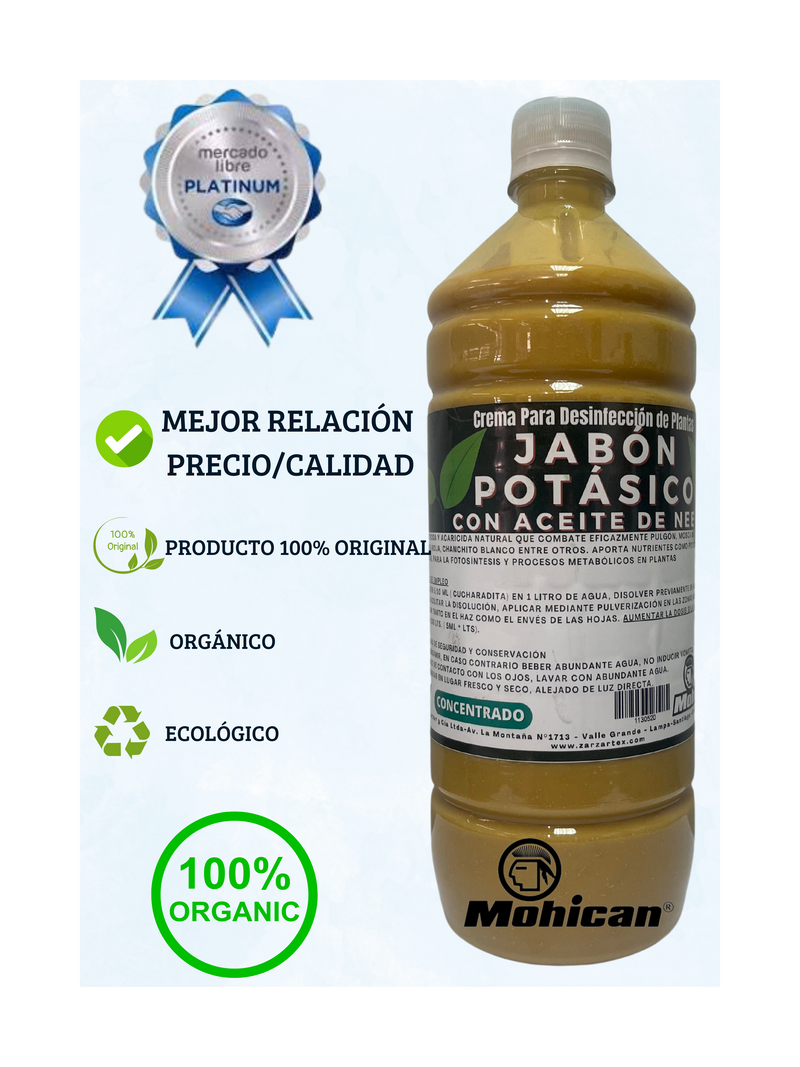 JABÓN POTÁSICO ACEITE DE NEEM CONCENTRADO 1 LTS (200 LTS)