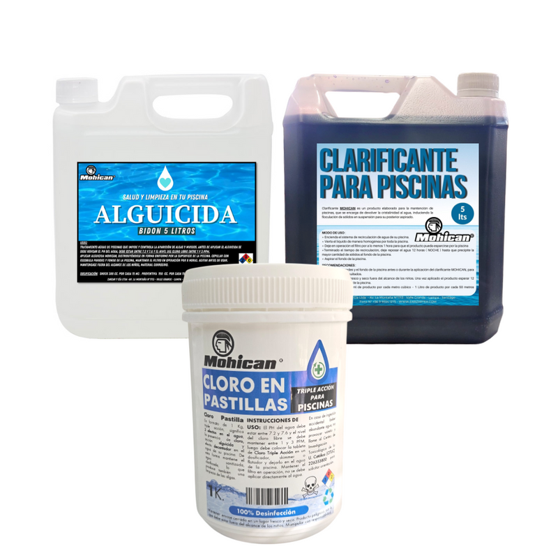 PROMO ALGUICIDA 5LT + CLORO 3 ACCIÓN 1 KG + CLARIFICANTE 5LT