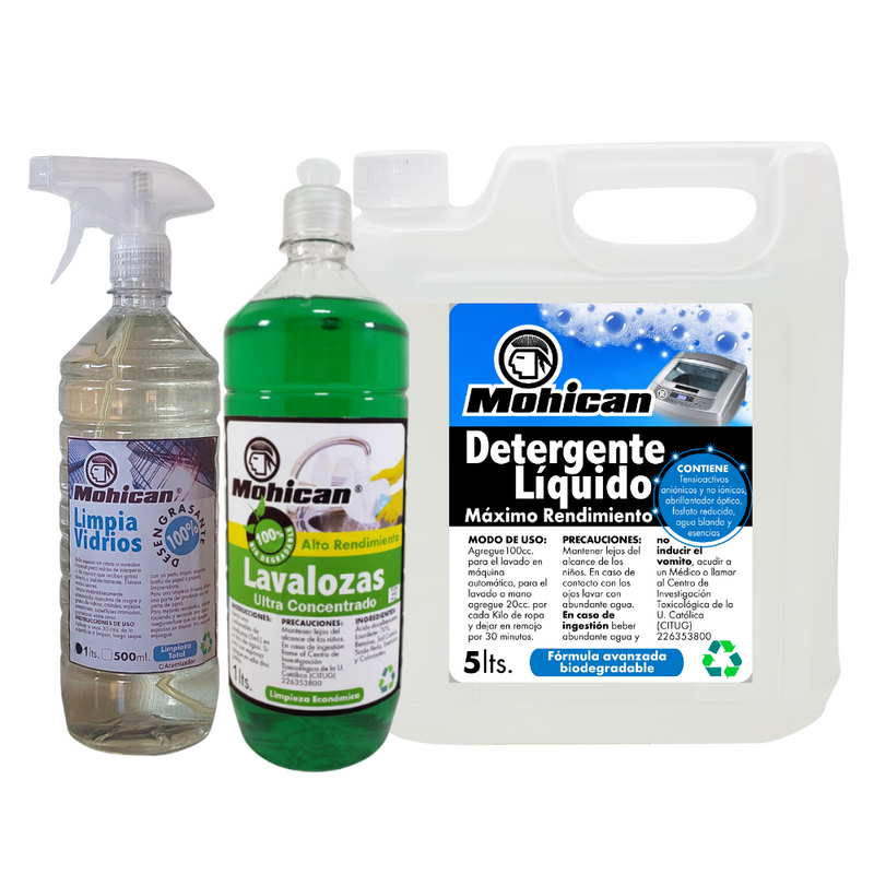 PROMO LAVALOZAS 1LT+ DETERGENTE 5LT + LIMPIAVIDRIOS ATOM 1LT