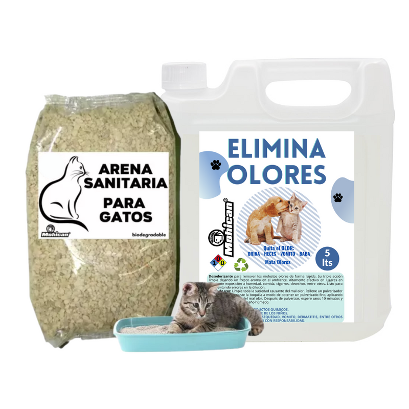 PROMO ELIMINA OLORES DE MASCOTA 5LT + ARENA SANITARIA 10KG