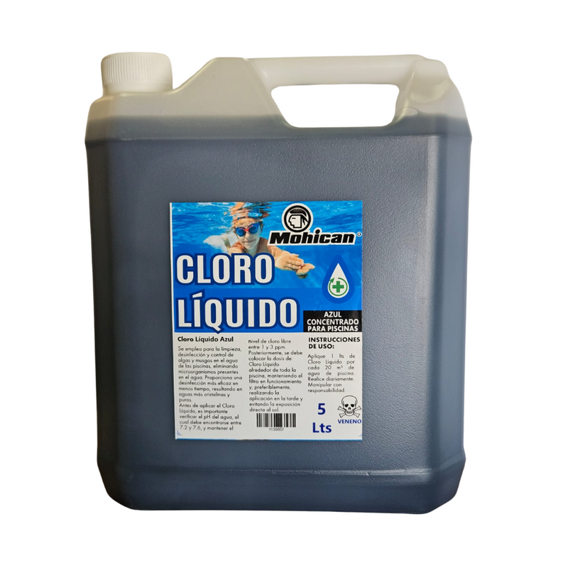 CLORO LIQUIDO AZUL CONCENTRADO PARA PISCINAS MOHICAN 5 LTS