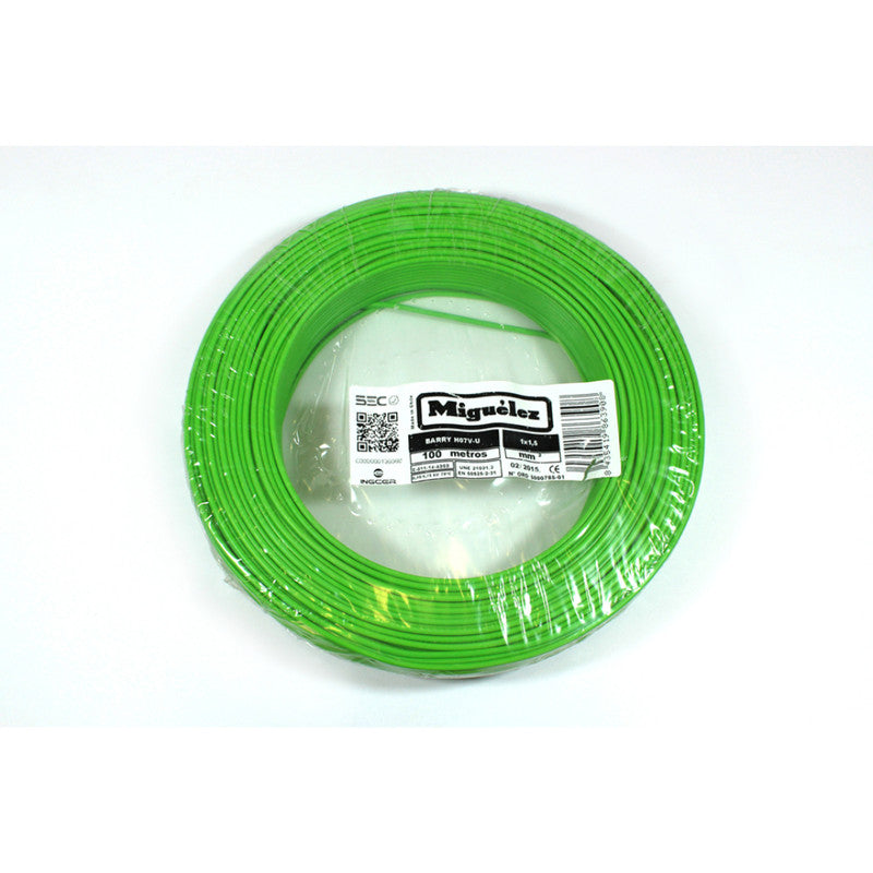 ALAMBRE  NYA 2,5 MM2 VERDE ROLLO 100 MTS