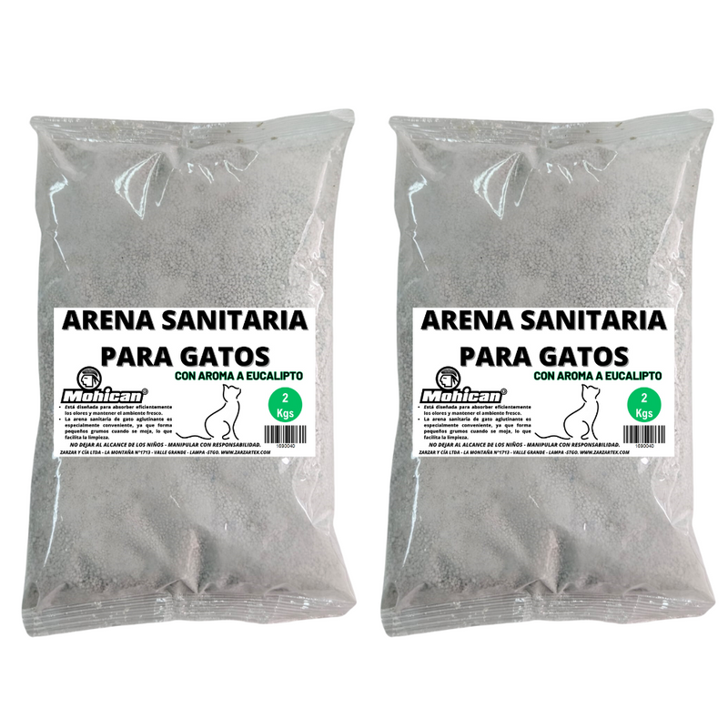 ARENA SANITARIA PARA GATOS AROMA EUCALIPTUS 4 KG (2UN X 2KG)