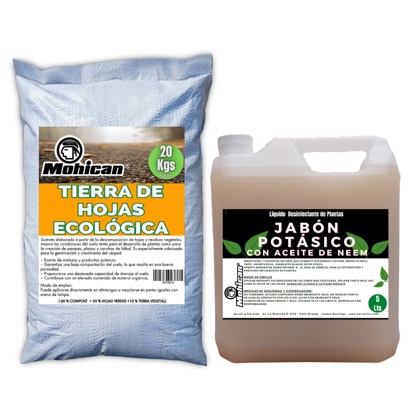 PROMO COMPOST 20 KILOS + JABÓN POTÁSICO ACEITE NEEM 5LTS