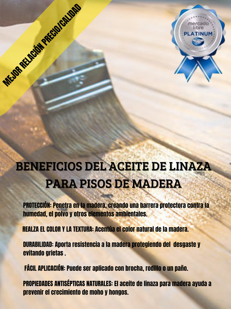 ACEITE DE LINAZA PARA MADERA Y ÓLEOS 100% PURO MOHICAN 1 LT