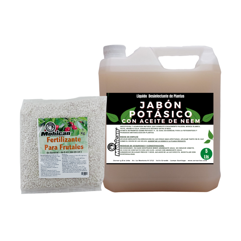 PROMO JABÓN POTÁSICO NEEM 5L + FERTILIZANTE FRUTALES 1 KG