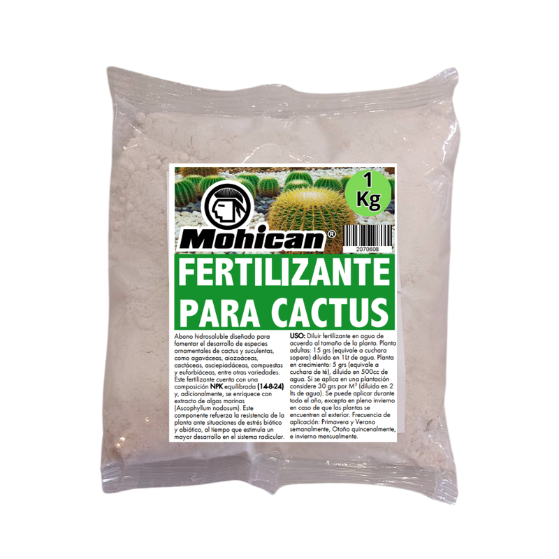 FERTILIZANTE PARA CACTUS  N-P-K (14-8-24) 1 KG MOHICAN