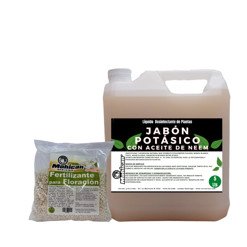 PROMO JABÓN POTÁSICO NEEM 5L + FERTILIZANTE FLORACIÓN 1 KG