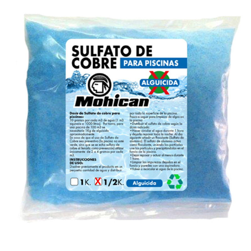 Sulfato De Cobre Alguicida Para Piscinas 1/2 Kg Mohican