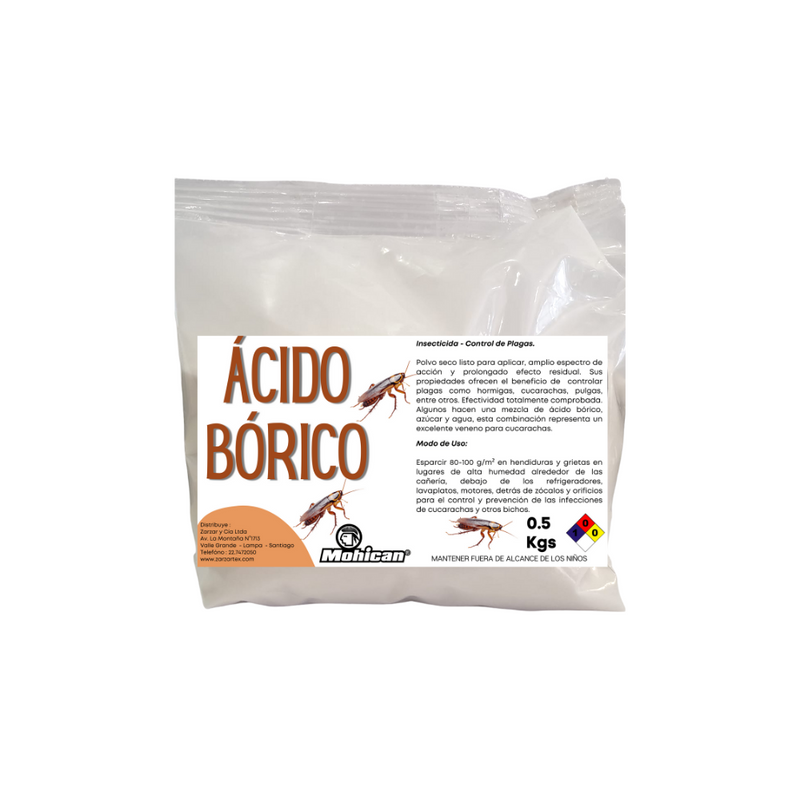 Ácido bórico (mata cucarachas) Mohican bolsa 1/2 kg