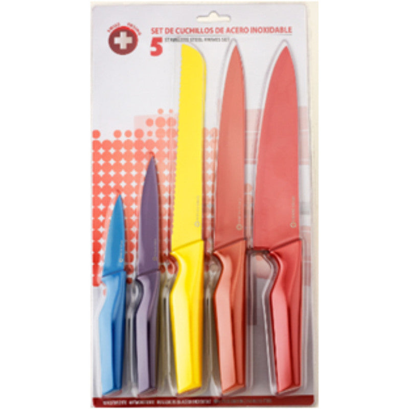 SET 5 PZS CUCHILLOS COLORES COCINEROS