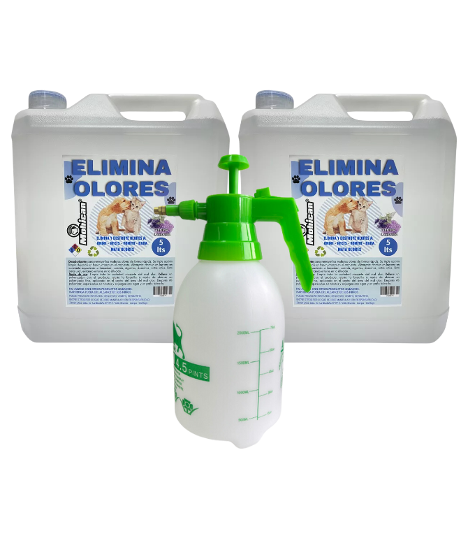 PROMO 2 ELIMINA OLORES ORINA Y HECES LAVANDA 5LT + FUMIG 2L