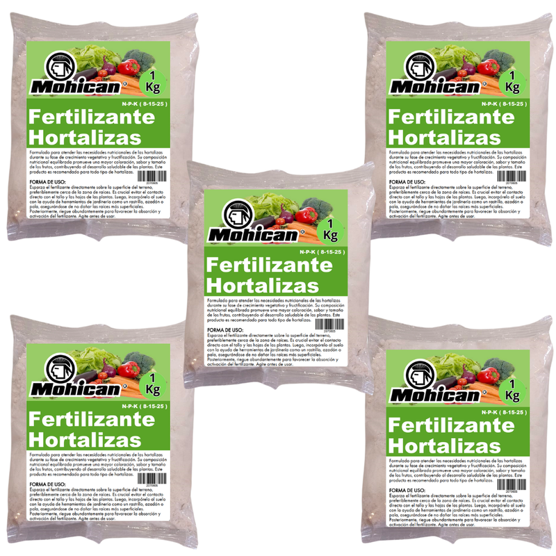 PROMO 5 X FERTILIZANTE HORTALIZAS GRAL N-P-K (8-15-25) 1 KG