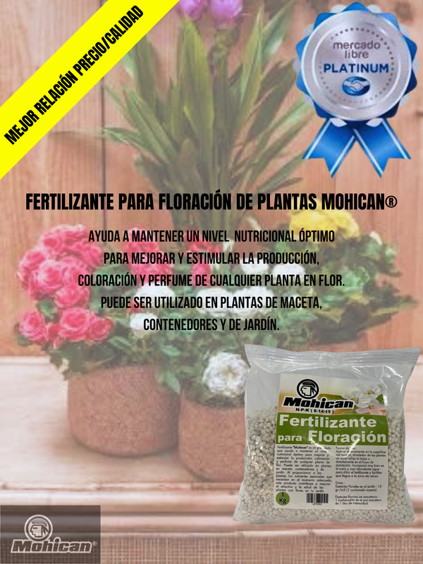 PROMO 5X FERTILIZANTE FLORACIÓN DE PLANTA BOLSA 1 KG MOHICAN