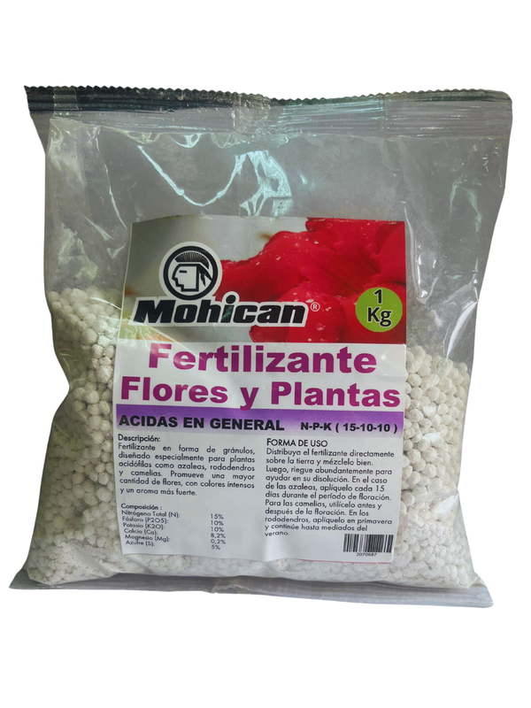 FERTILIZANTE PARA FLORES Y PLANTAS ÁCIDAS BOLSA 1 KG MOHICAN