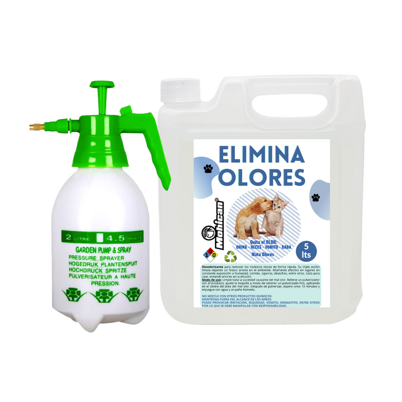 PROMO ELIMINADOR DE OLORES DE MASCOTAS 5LTS + FUMIGADOR 2LTS