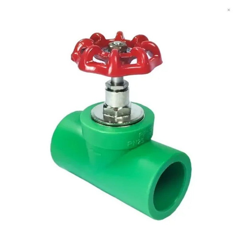 Llave Paso 20 Mm Ppr Verde Manilla Met. Roja