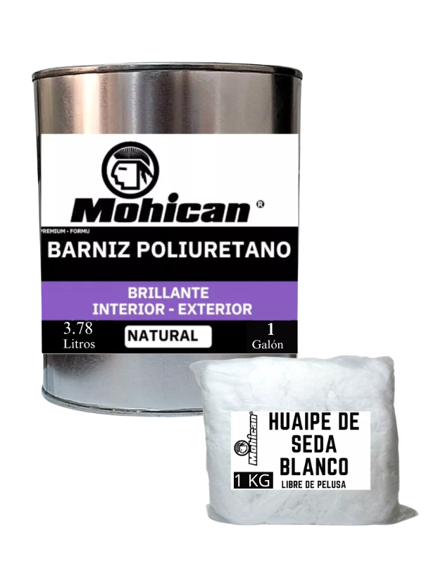 VITRIFICANTE BARNIZ POLIURETANO 1GL + HUAIPE SEDA BLANCO 1KG