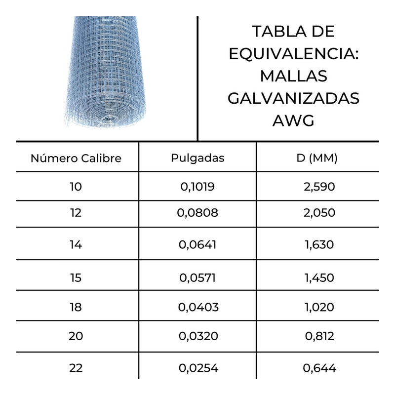 MALLA GALV. AWG 15 CUAD. 60 MM, 0,8 MT X 25 MT