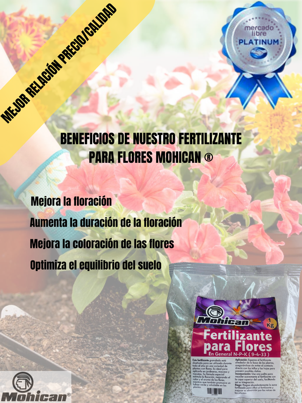 PROMO 5X FERTILIZANTE FLORES EN GENERAL BOLSA 1 KG MOHICAN