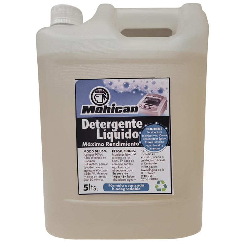 Detergente Liquido Concentrado Ropa Premium Mohican 5 Lts