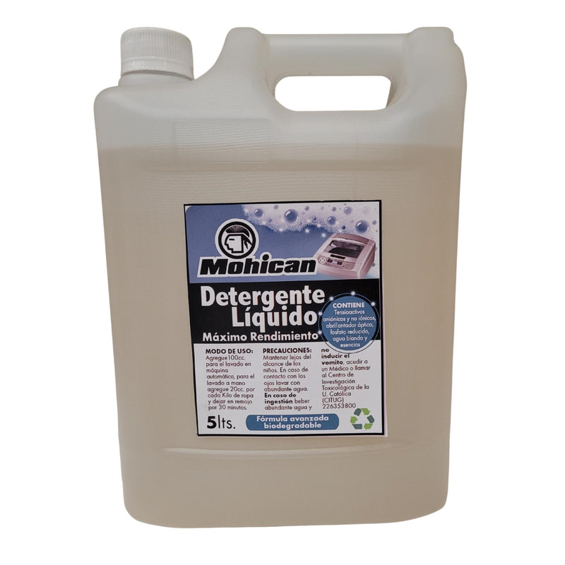 Detergente Liquido Concentrado Ropa Premium Mohican 5 Lts