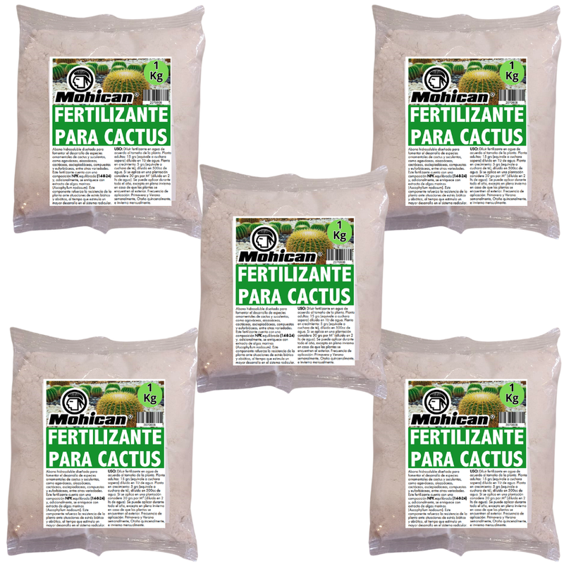 PROMO 5 X FERTILIZANTE PARA CACTUS  N-P-K(14-8-24) BOLSA 1KG